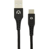 Nylon Braided Charge/Sync Cable USB-C 3A 1m. Black