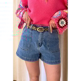 High Waist denim pocket Short