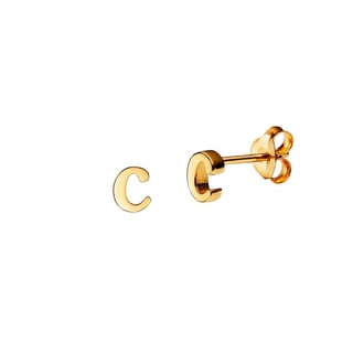 Gold Plated Stud Earring Letter e - Gold Plated Sterling Silver / c