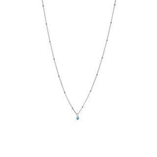 925 Silver Necklace Red Stone Pendant - Turquoise / 925 Sterling Silver / 46cm