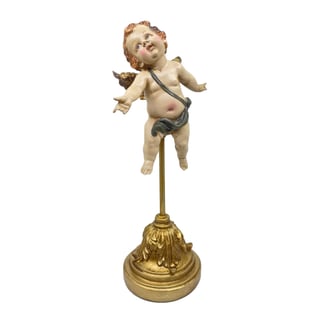 Beeld Engeltje Op Sokkel Goud 13x43cm Armen Laag