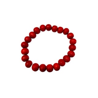 Red Wooden Bracelet-(22 Wooden Beads)