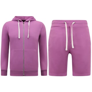 Hoodie Heren Met Rits - Nette Jogging Shorts Heren - SET - Paars