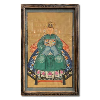 Schilderij Chinese Voorouder Kroon Groen Multi 56x91cm Ingelijst