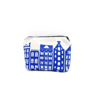Small Pouch Canal Houses Pink - Small Pouch / Royal Blue