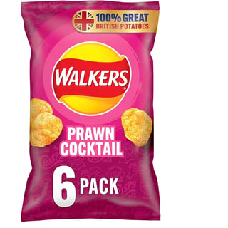 Walker's Prawn Cocktail Crisps Multipack, Pack Of 6
