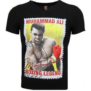 T-Shirt - Muhammad Ali Zegel Print - Zwart