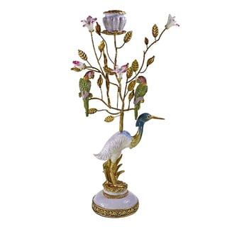 Kandelaar Reiger en Papegaaien Metaal 25x44cm
