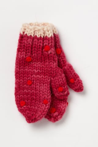 Dotted Pink Wool Gloves