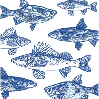 Servetten Graphic Fishes Marine- Blauwe Vissen