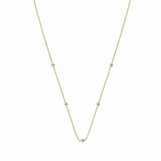 Gold Plated Necklace Small Green Onyx stones - Turquoise / 18K Gold plated 925 Silver / 47cm