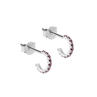 Amethyst Stud Hoop Earrings 925 Sliver - Amethyst / 925 Sterling Silver / 10mm