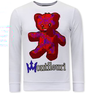 Heren Sweater Met Print Teddy Bear - 3617 - Wit