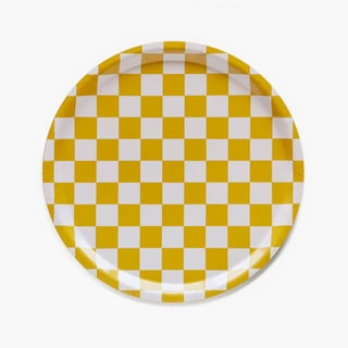 Blu Kat Dienblad Mustard Checker Rond 31cm