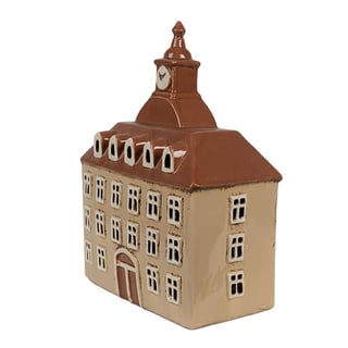 Waxinelichthouder Huisje Beige Bruin Keramiek 20x10x26cm