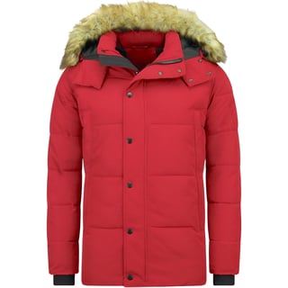 Heren Winterjas Met Bontkraag Rood