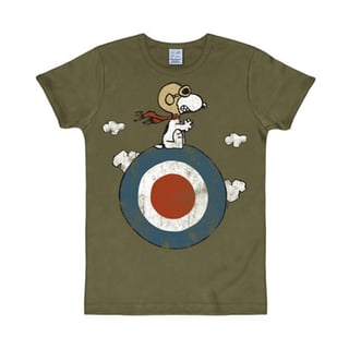 T-Shirt Easy Fit Peanuts Snoopy Target Olijfgroen