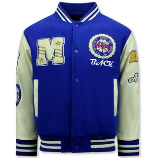 Vintage Oversized American Baseball Jacket Heren - 7086 - Blauw