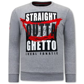 Heren Sweater - Straight Outta Ghetto - Grijs