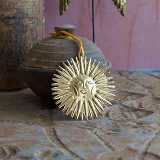 Wand Ornament Mini Zon Antiek Goud 10x10cm