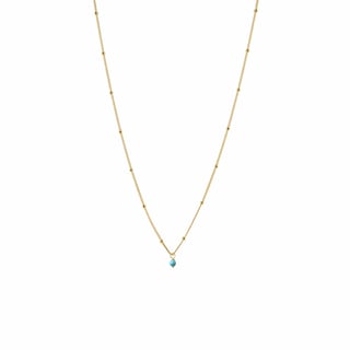 Gold Plated Necklace Pearl Pendant - Turquoise / 18K Gold plated 925 Silver / 46cm