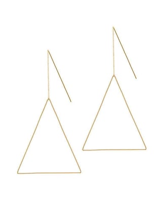 Silver Hanging Earrings with Big Triangle - Sterling Silver / Gold Plated