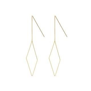 Gold Plated Hanging Earrings with Long Rhombus