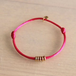 Bazou Satijnen Armband Met Ringen Fuchsia/goud