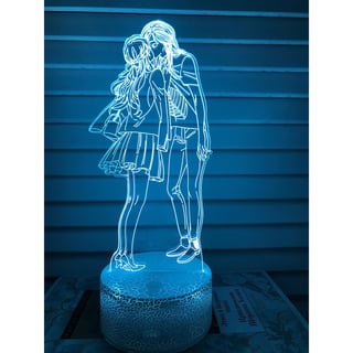 Nachtlampje liefde beeld. Nachtlamp twee geliefden. Huwelijk lampje. 3D illusie tafelnachtlamp 7-kleurig. Stijl 2