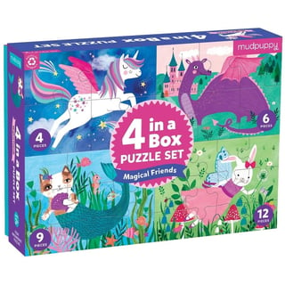 Mudpuppy Puzzle 4 in a Box Magical Friends 2+