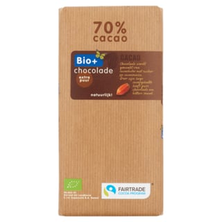 Bio+ Chocoladereep Puur 70% Cacao Fairtrade