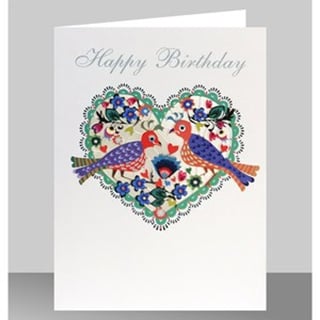 Happy Birthday - Birds in a Heart