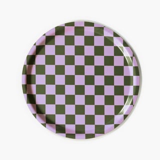 Blu Kat Dienblad Lila/olive Checker Rond 31cm