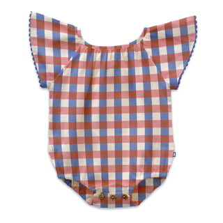 Ric Rac Romper - Flamingo Pink/Gingham - Meerkleurig - 62-68