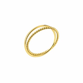 Silver Mix Double Ring - Size 6 / Gold Plated Silver