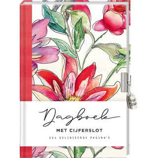 Diary Journal A6 lined padlock - Fower Red