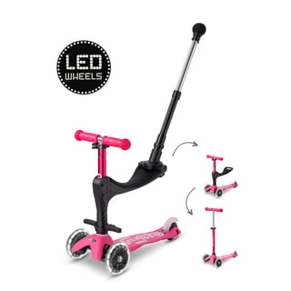 Mini Micro Step 3in1 Deluxe Push LED Roze