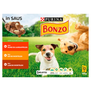 Bonzo Hondenvoer Met Rund/kip/lam in Saus