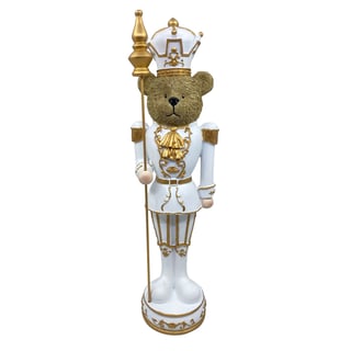 Beeld Notenkraker Beer Wit-Goud 14x47cm