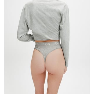 High Waist Thong 000QD3754E - L / Grey Heather