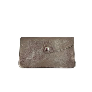 Leather Purse with Zipper Blush Metallic Large - Bronze Metallic