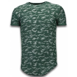 Fashionable Camouflage T-Shirt - Long Fit Shirt Army Pattern - Groen