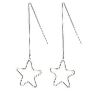 Gold Plated Hanging Stars Earrings - Sterling Silver / Silver