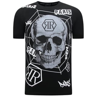 Skull - Rhinestone T-Shirt - 7968 - Zwart