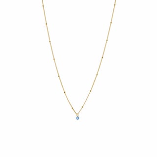 Gold Plated Necklace Red Stone Pendant - Blue stone / 18K Gold plated 925 Silver / 46cm