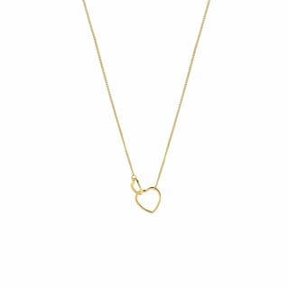 Silver Plated Necklace with Double Heart - Gold Plated Brass