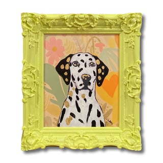 Schilderij Dalmatiër in Gele Barok Lijst 60x70cm Handgeschilderd