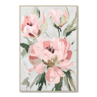 Schilderij Licht Roze Bloemen 80x120cm Ingelijst