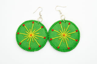 Embroidery Earrings Green