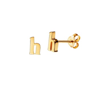 Gold Plated Stud Earring Letter b - Gold Plated Sterling Silver / h